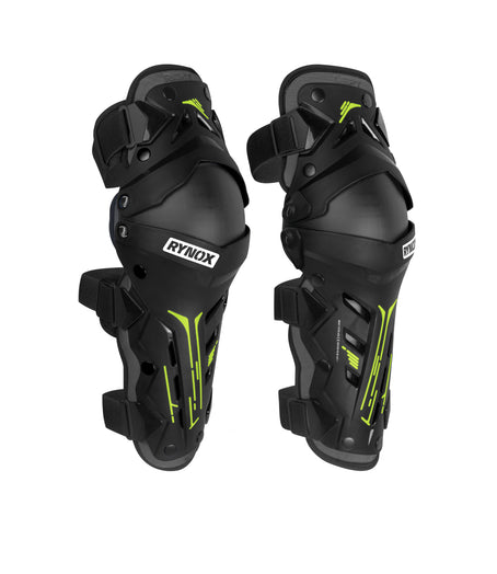 Rynox Bastion Bionic Knee Guards Black Hi-viz Green 1
