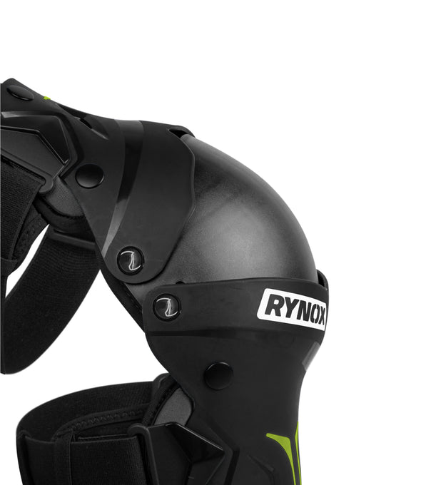 Rynox Bastion Bionic Knee Guards Black Hi-viz Green 2