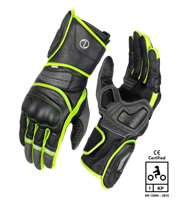 Rynox Storm Evo 2 Gloves Hi-Viz Green Black 1